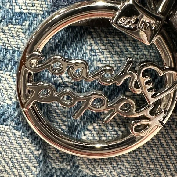 Coach 16988 Poppy Denim Blue and Silver Tote Shoulder Bag - Picture 3 of 16